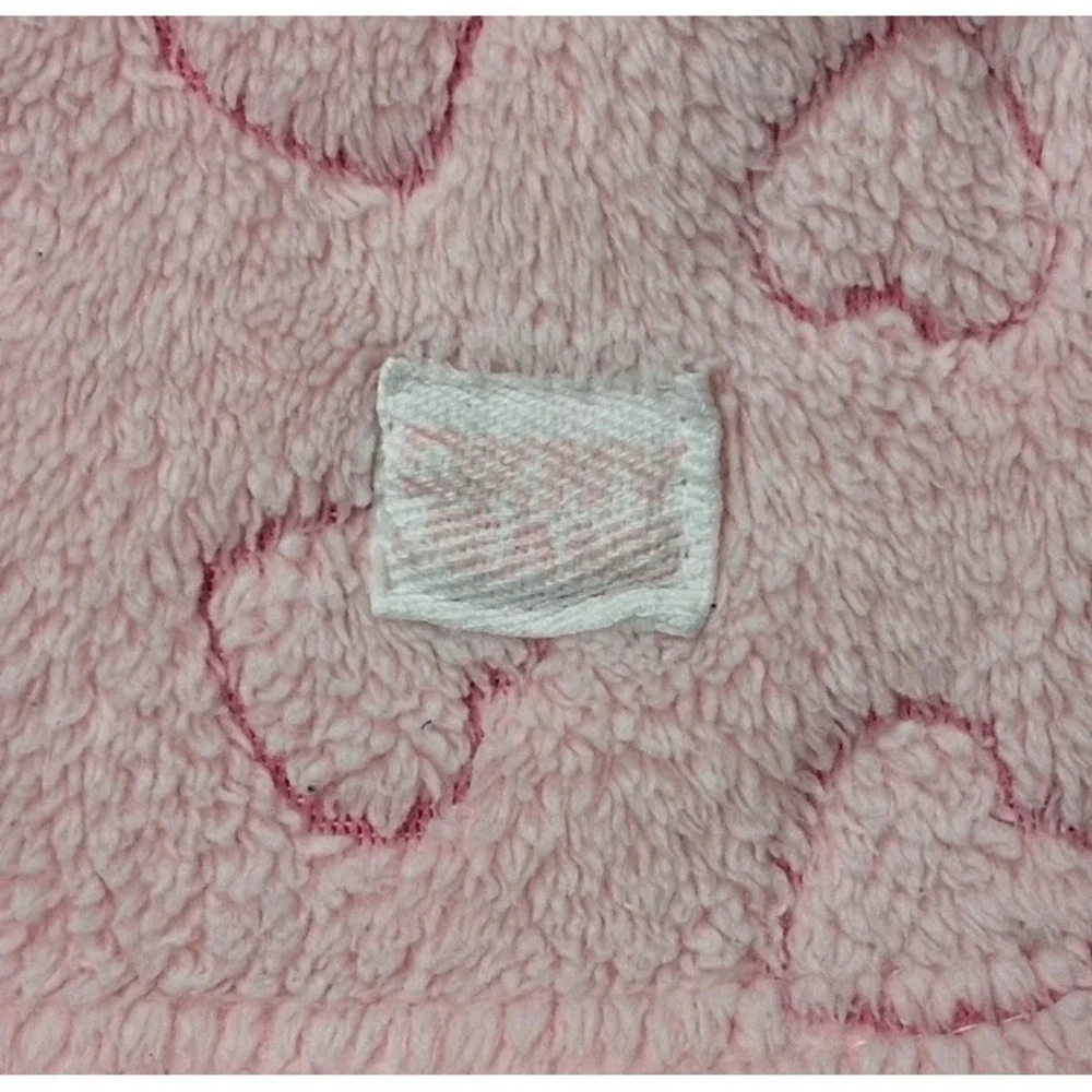 DKNY Baby Girl Pink Heart Blanket Soft Fleece Lovey htf Security 30x34